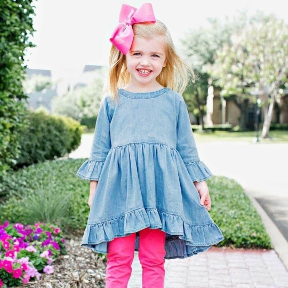 Girls' Denim High-Low Tunic Dress by RuffleButts